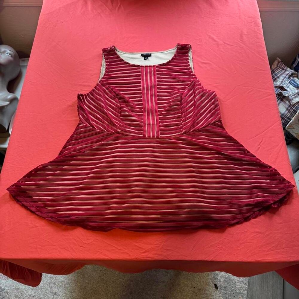 Torrid red and beige striped dress with a flowy bottom- Size 2
